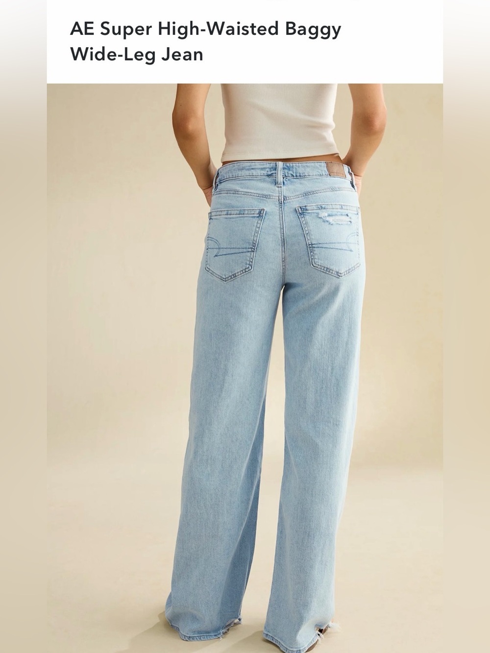 Women’s American Eagle Super high rise baggy wide leg jeans size 4Long - Picture 7 of 8
